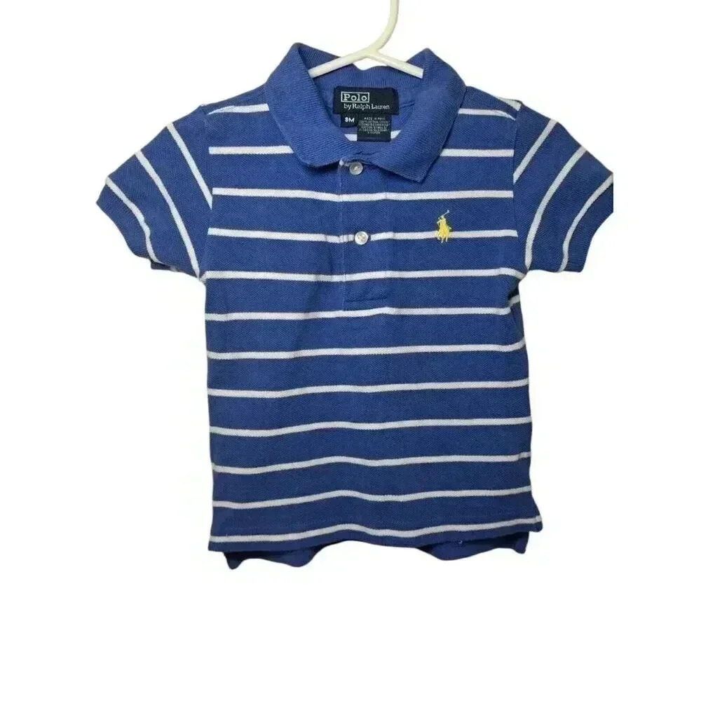 Baby Boy 9 MONTH Ralph Polo Lauren Shirt blue & white Nautical